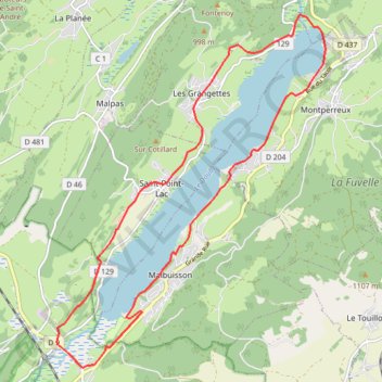 Itinéraire Tour du lac de saint point, distance, dénivelé, altitude, carte, profil, trace GPS