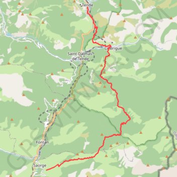 Itinéraire Randonnée Tende Saorge, distance, dénivelé, altitude, carte, profil, trace GPS