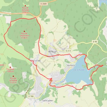 Itinéraire Marche à Aydat, distance, dénivelé, altitude, carte, profil, trace GPS