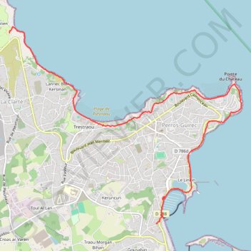 Itinéraire Le Sentier des Douaniers à Perros-Guirec, distance, dénivelé, altitude, carte, profil, trace GPS