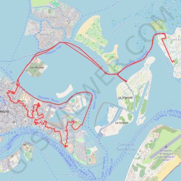 Itinéraire Venise (Visite depuis San Erasmo et Burano), distance, dénivelé, altitude, carte, profil, trace GPS