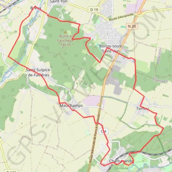 Itinéraire Saint Yon Chamarande, distance, dénivelé, altitude, carte, profil, trace GPS