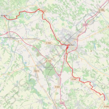 Itinéraire Moissac Villemur sur tarn, distance, dénivelé, altitude, carte, profil, trace GPS
