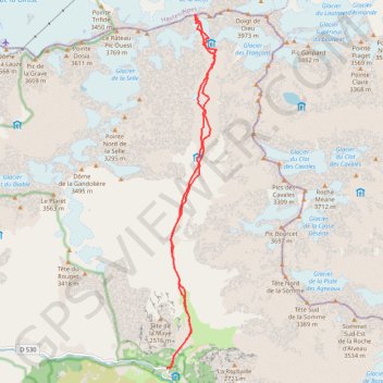 Itinéraire Brèche de la Meije depuis La Berarde (Ecrins), distance, dénivelé, altitude, carte, profil, trace GPS