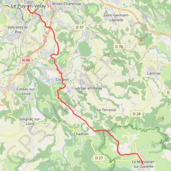 Itinéraire stevenson-etape1, distance, dénivelé, altitude, carte, profil, trace GPS
