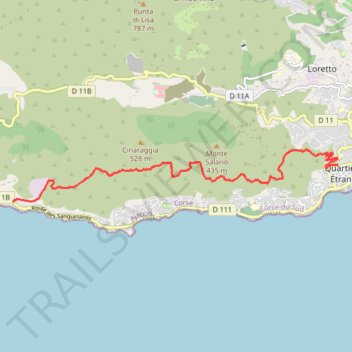 Itinéraire Ajaccio Le sentier des crêtes, distance, dénivelé, altitude, carte, profil, trace GPS