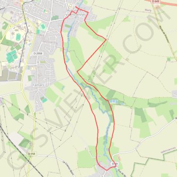 Itinéraire La vallée de la Rhonelle - Aulnoy-lez-Valenciennes, distance, dénivelé, altitude, carte, profil, trace GPS