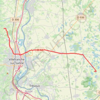 Itinéraire De Monthieux à Saint-Georges-de-Reneins, distance, dénivelé, altitude, carte, profil, trace GPS
