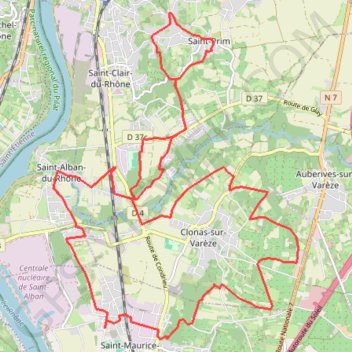 Itinéraire Parcours Saint Prim, distance, dénivelé, altitude, carte, profil, trace GPS