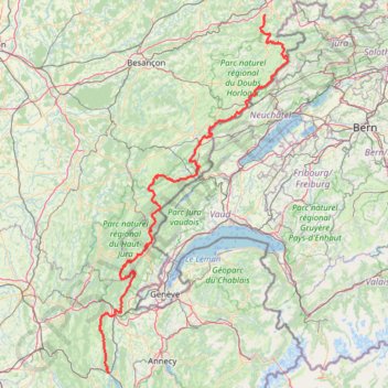 Itinéraire GTJ pédestre, distance, dénivelé, altitude, carte, profil, trace GPS