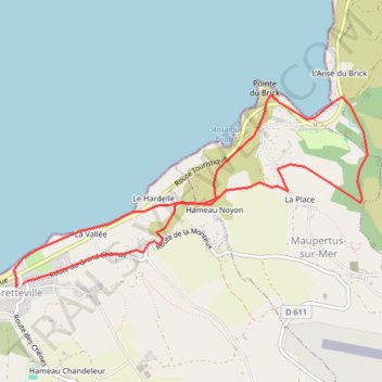 Itinéraire L'ANSE DU BRICK, distance, dénivelé, altitude, carte, profil, trace GPS