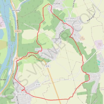 Itinéraire Authieux, distance, dénivelé, altitude, carte, profil, trace GPS