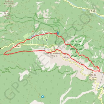 Itinéraire Le mont ventoux, distance, dénivelé, altitude, carte, profil, trace GPS