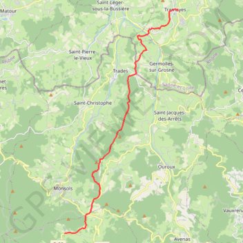 Itinéraire Tramayes la verriere, distance, dénivelé, altitude, carte, profil, trace GPS