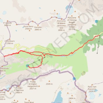 Itinéraire Nufenen Pass, distance, dénivelé, altitude, carte, profil, trace GPS