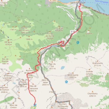Itinéraire Traversée des Alpes - Étape 1, distance, dénivelé, altitude, carte, profil, trace GPS