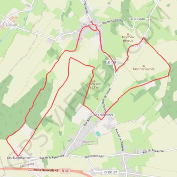 Itinéraire Le Mont Vert - Alquines, distance, dénivelé, altitude, carte, profil, trace GPS