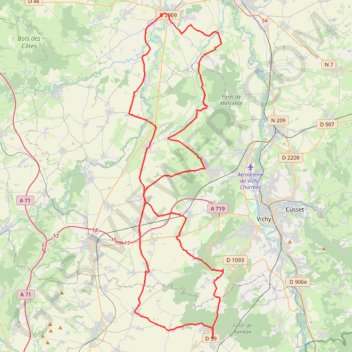 Itinéraire Saint-Pourçain, distance, dénivelé, altitude, carte, profil, trace GPS