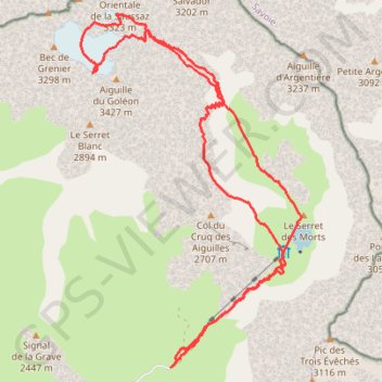 Itinéraire Oisan - Aiguille du Goleon, distance, dénivelé, altitude, carte, profil, trace GPS