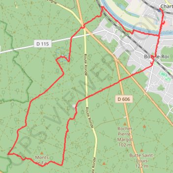 Itinéraire Boucle en forêt de Fontainebleau - Chartrettes, distance, dénivelé, altitude, carte, profil, trace GPS