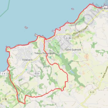 Itinéraire Autour de Tréguier, distance, dénivelé, altitude, carte, profil, trace GPS
