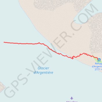 Itinéraire Glacier d'Argentière - Refuge d'Argentière, distance, dénivelé, altitude, carte, profil, trace GPS