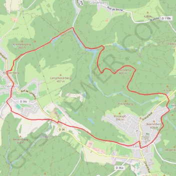 Itinéraire Entre Lemberg et Enchenberg, distance, dénivelé, altitude, carte, profil, trace GPS