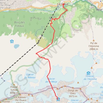 Itinéraire Ecrins Promontoire grave, distance, dénivelé, altitude, carte, profil, trace GPS