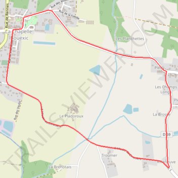 Itinéraire circuit la chapelle bouexie 2, distance, dénivelé, altitude, carte, profil, trace GPS