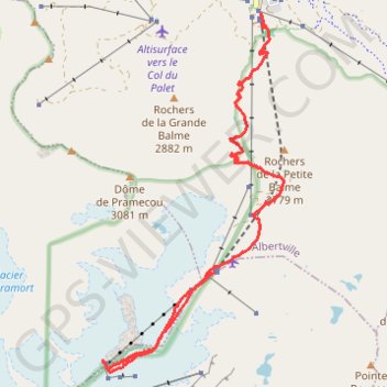 Itinéraire Tignes Val Claret - gare supérieure du téléphérique, distance, dénivelé, altitude, carte, profil, trace GPS