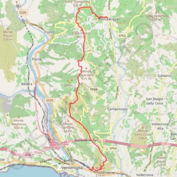 Itinéraire DolceAcqua, distance, dénivelé, altitude, carte, profil, trace GPS