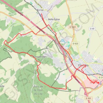 Itinéraire Bois de la Tour du Lay - Bornel, distance, dénivelé, altitude, carte, profil, trace GPS