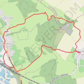 Itinéraire Bouxières sous Froidmont, distance, dénivelé, altitude, carte, profil, trace GPS