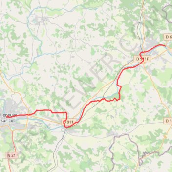 Itinéraire Villeneuve sur Lot / Fumel, distance, dénivelé, altitude, carte, profil, trace GPS