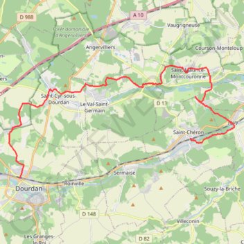 Itinéraire De Dourdan à Saint Chéron, distance, dénivelé, altitude, carte, profil, trace GPS