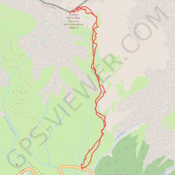 Itinéraire Pointe de la Tête Noire (Bric de la Mandette), distance, dénivelé, altitude, carte, profil, trace GPS