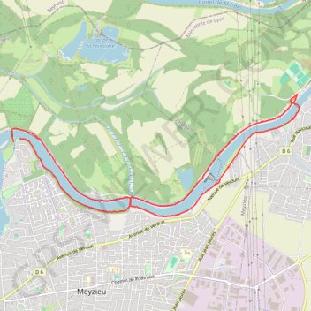 Itinéraire Canal de Jonage - Géocahing, distance, dénivelé, altitude, carte, profil, trace GPS