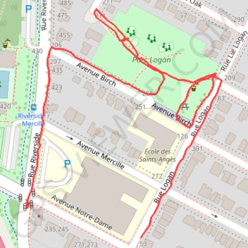 Itinéraire Parc Logan, distance, dénivelé, altitude, carte, profil, trace GPS