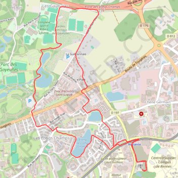 Itinéraire Course à pied la campagne à la ville - Cesson - Sévigné, distance, dénivelé, altitude, carte, profil, trace GPS