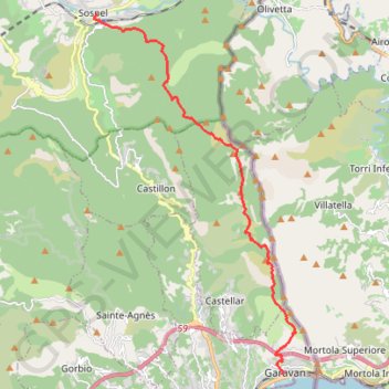Itinéraire De Sospel à Menton, distance, dénivelé, altitude, carte, profil, trace GPS