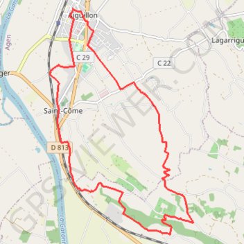 Itinéraire Aiguillon, bastide française au confluent du Lot et de la Garonne - Pays de la vallée du Lot, distance, dénivelé, altitude, carte, profil, trace GPS