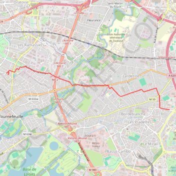 Itinéraire Trajet à vélo Colomiers Ramassiers lycée rive gauche, distance, dénivelé, altitude, carte, profil, trace GPS