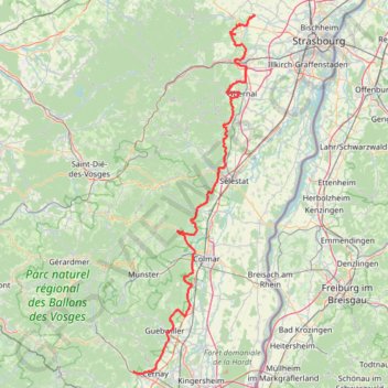 Itinéraire RB route du vin, distance, dénivelé, altitude, carte, profil, trace GPS
