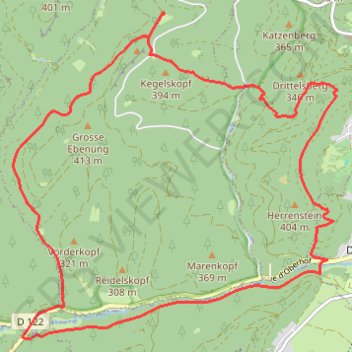 Itinéraire A la découverte de la Hunebourg, distance, dénivelé, altitude, carte, profil, trace GPS