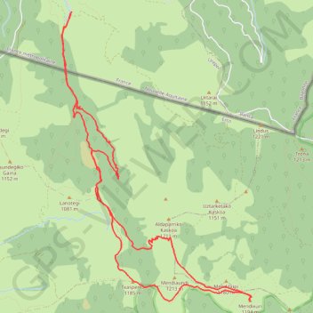 Itinéraire Mendixuri depuis Urepel, distance, dénivelé, altitude, carte, profil, trace GPS