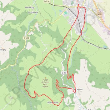 Itinéraire Laissac - La forêt des Palanges (12.4km), distance, dénivelé, altitude, carte, profil, trace GPS