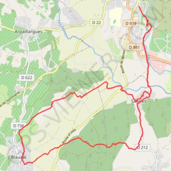 Itinéraire 2 Uzès Les Capitelles 24 km +420m (Depart Arenes d'Uzes), distance, dénivelé, altitude, carte, profil, trace GPS