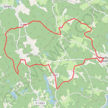 Itinéraire Promenons-nous dans les bois - Champagnac-la-Noaille - Pays d'Égletons, distance, dénivelé, altitude, carte, profil, trace GPS