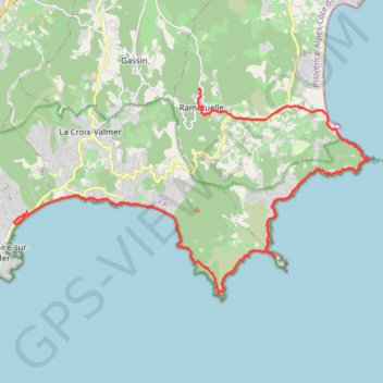 Itinéraire 4ème étape de la traversée du massif des Maures jusqu'à Saint Tropez, distance, dénivelé, altitude, carte, profil, trace GPS