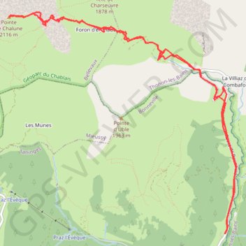Itinéraire Pointe de Chalune, distance, dénivelé, altitude, carte, profil, trace GPS